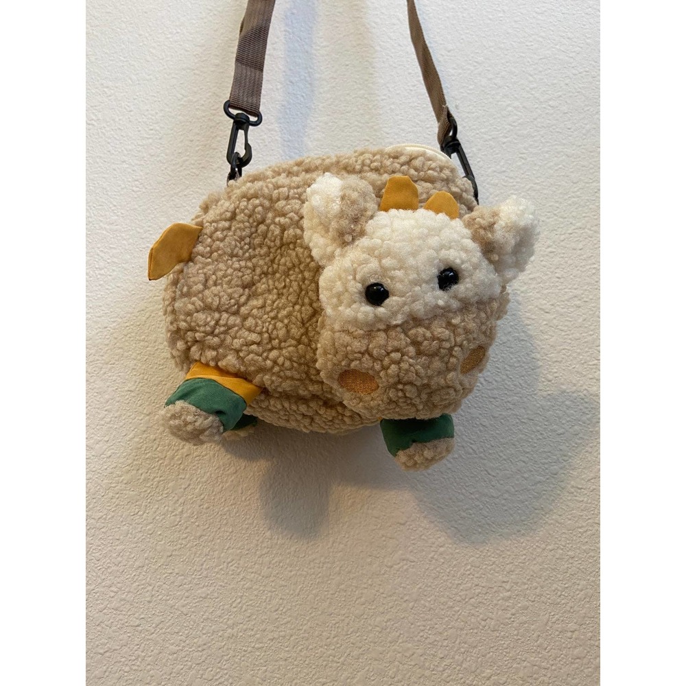 Fluffy brown cow shoulder purse by Toutek